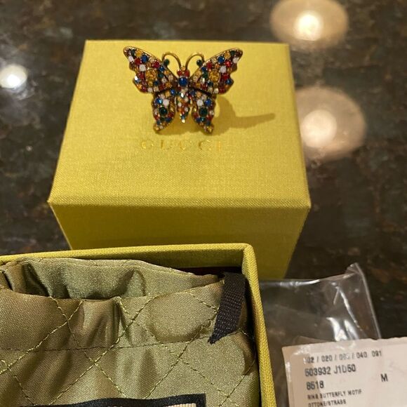 Women’s Gucci authentic multicolor butterfly ring size medium made in Italy - Picture 1 of 11